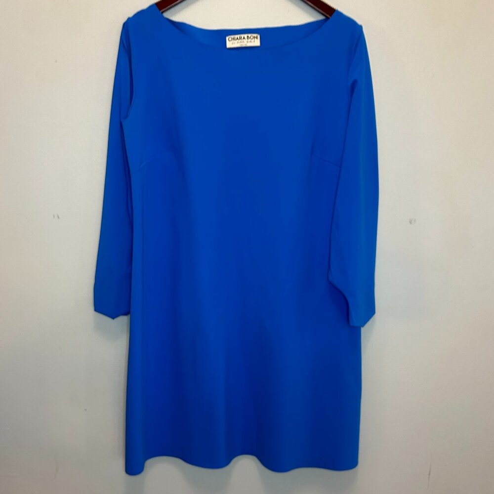 Chiara Boni La Petite Robe Short Blue Dress with Sleeves